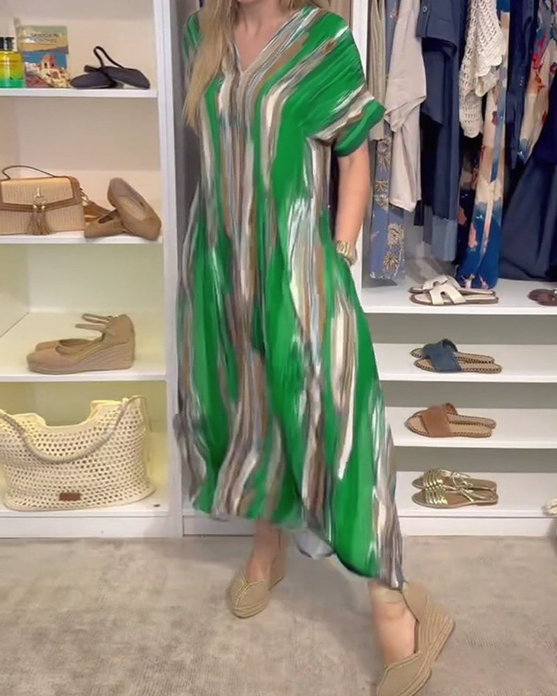 Sukienka swobodna luźna z dekoltem w serek