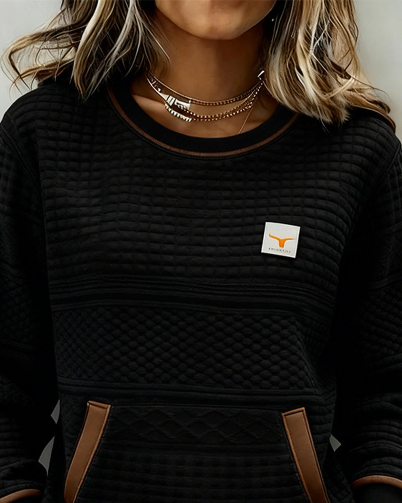 Bluza Z Okrągłym Dekoltem I Color Blocking