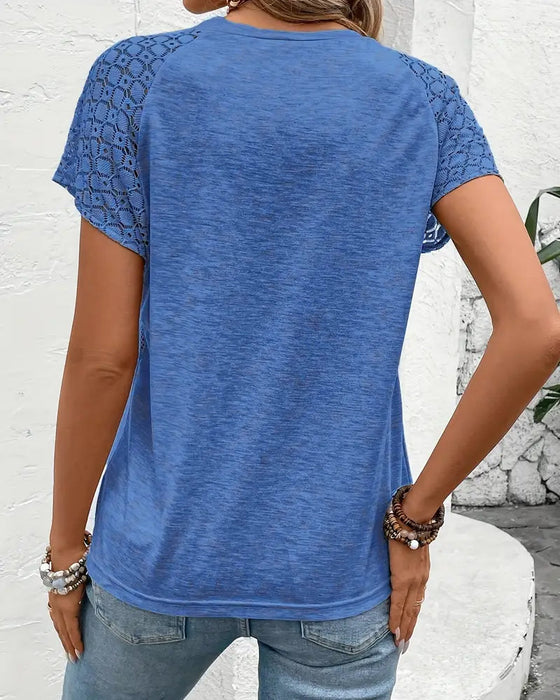 Koszulka Z Okrągłym Dekoltem W Jednolitym Kolorze