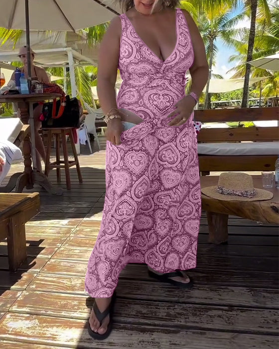 Strój Kąpielowy Bez Ramiączek Wzór Serca Wakacyjny