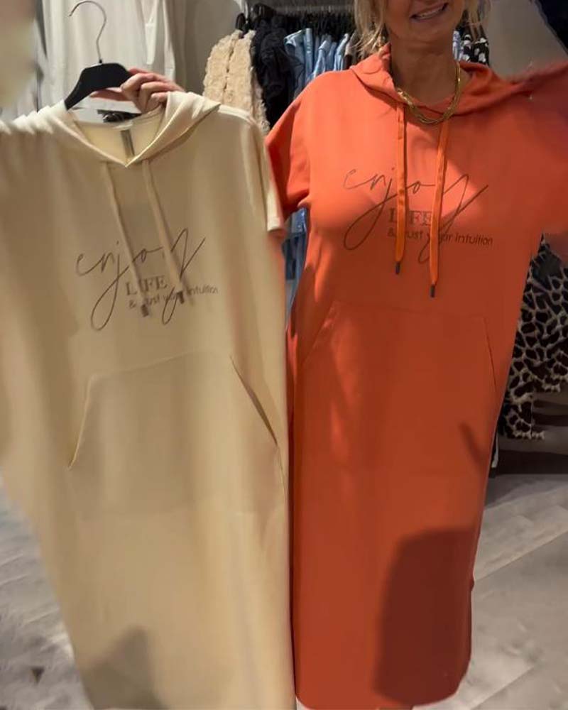 Sukienka Z Kapturem Casual Sznurek