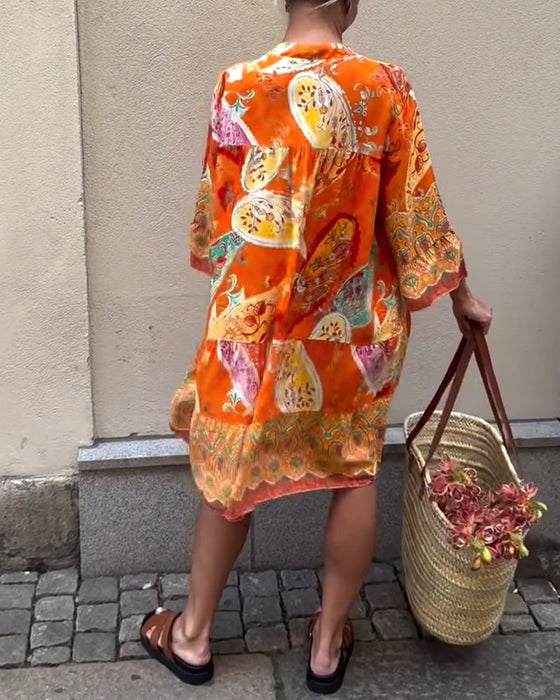 Sukienka Boho Z Modnym Nadrukiem