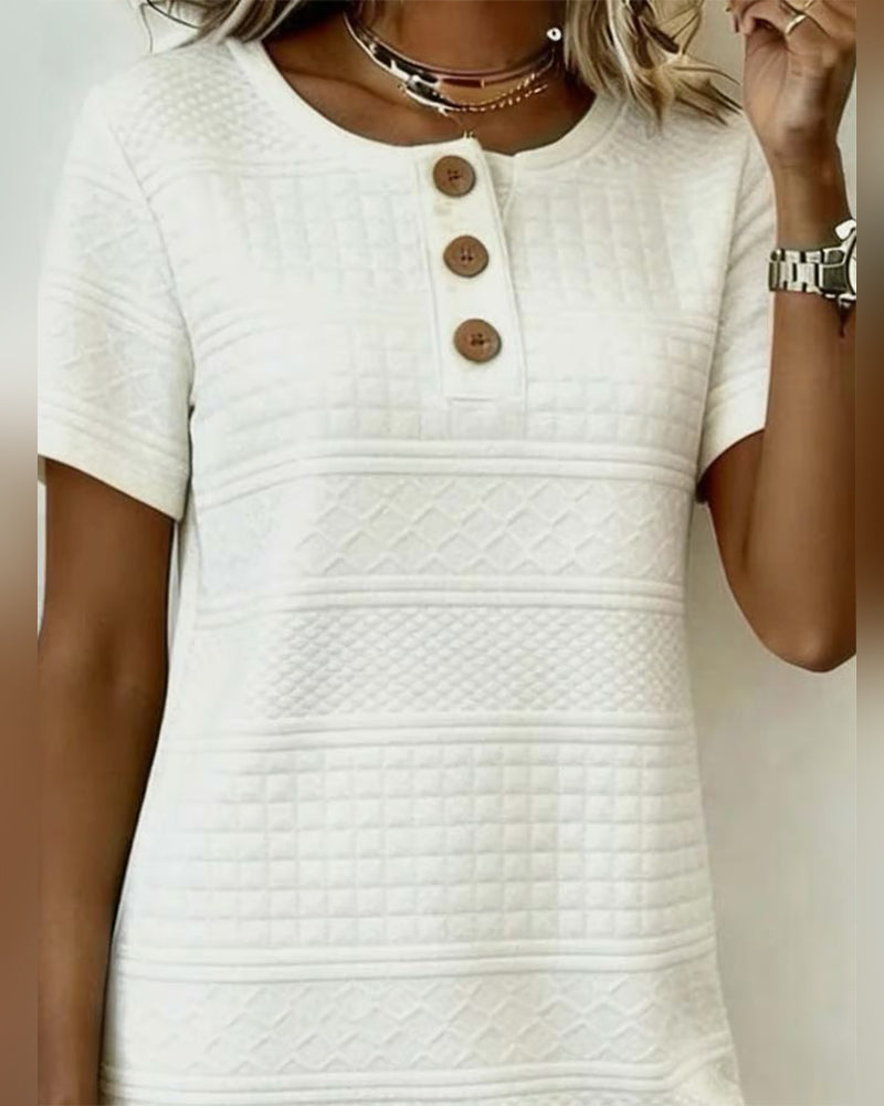 Sukienka Trzy Guzik Jacquard Prosta