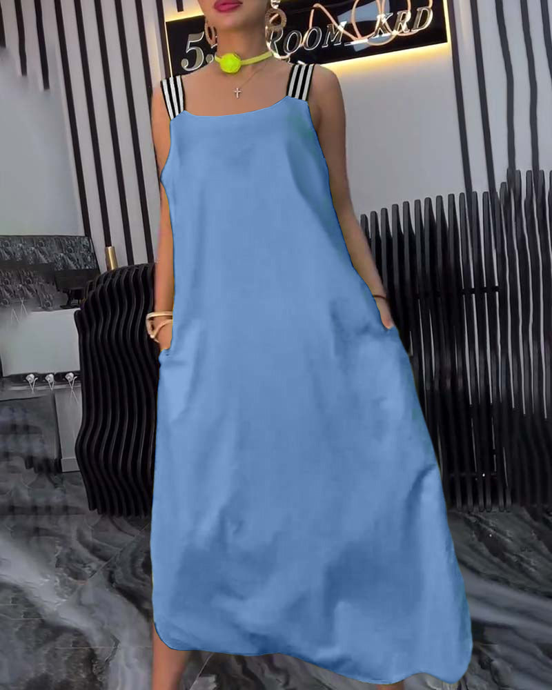 Sukienka Splicowana Zawieszenie Luźna