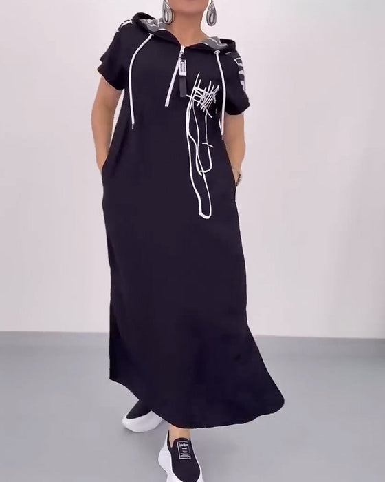 Sukienka Pół-zamek Luźna Kontrastowa