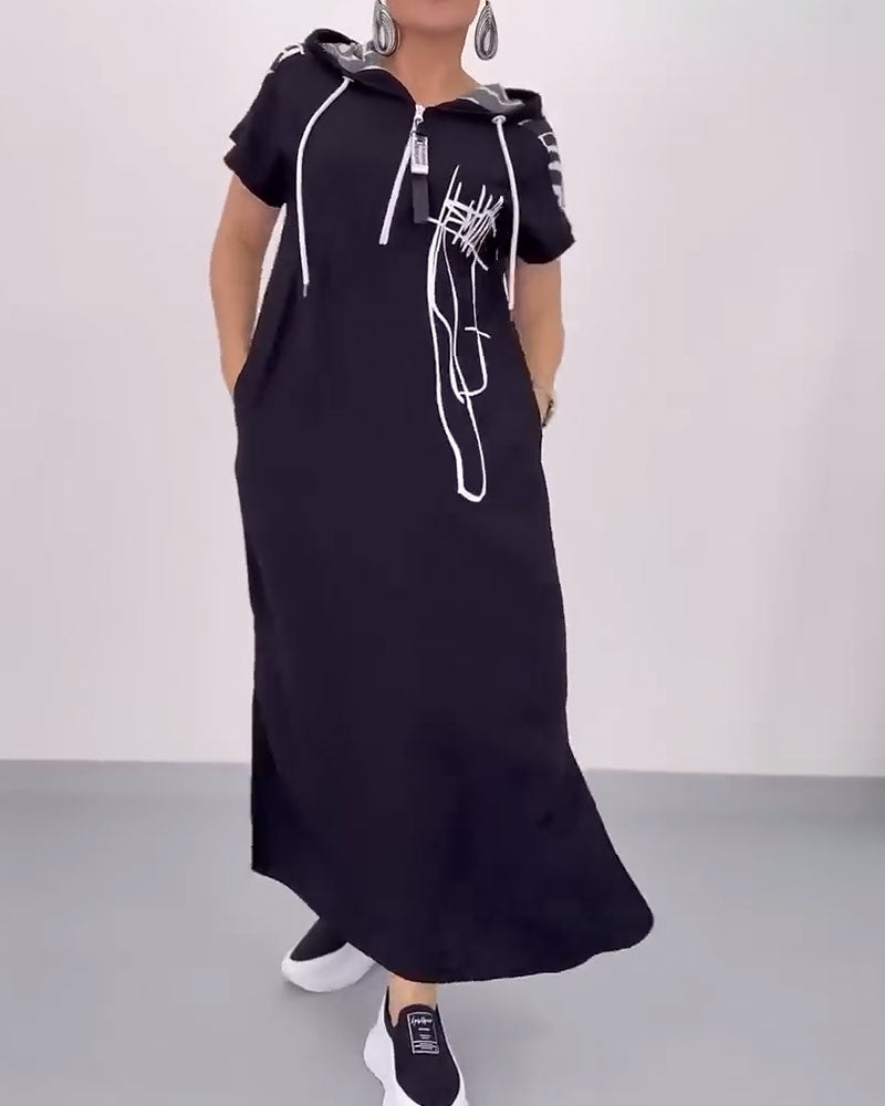 Sukienka Pół-zamek Luźna Kontrastowa