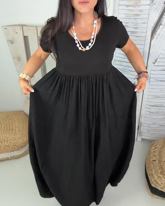 Sukienka Elegancka Gładki Kolor A-Linia