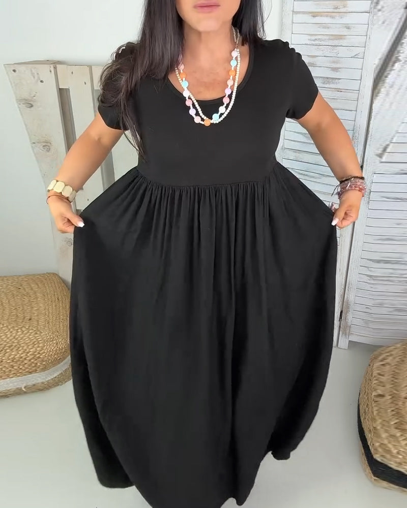 Sukienka Elegancka Gładki Kolor A-Linia