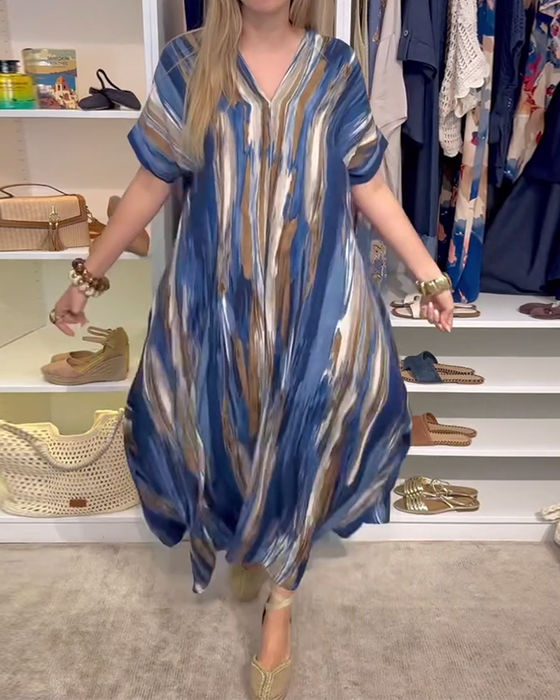 Sukienka swobodna luźna z dekoltem w serek