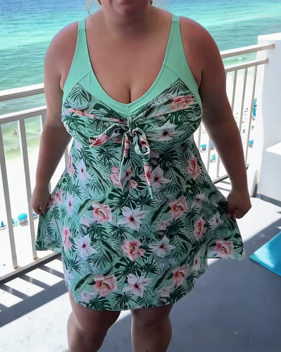 Strój kąpielowy dwuczęściowy, swobodny, z nadrukiem