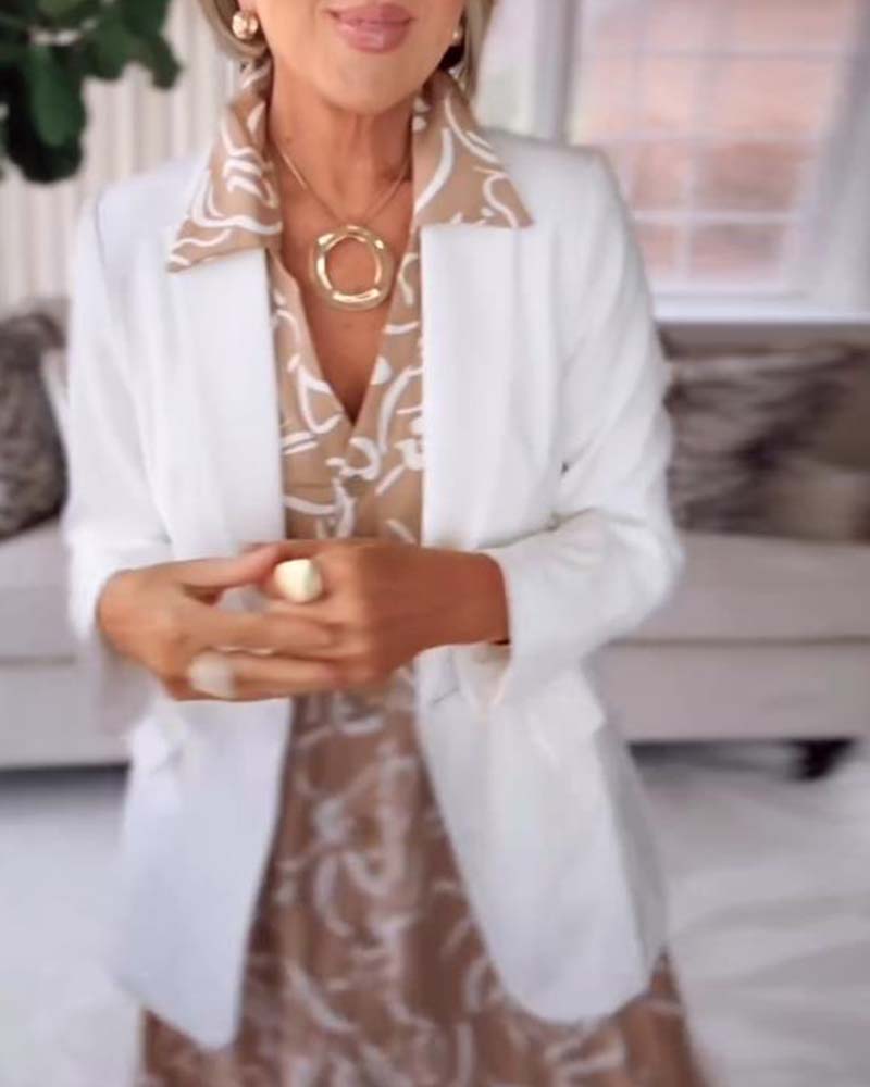 Spódnica z Short-sleeved Pocket Sukienką z Drukami Geometrycznymi