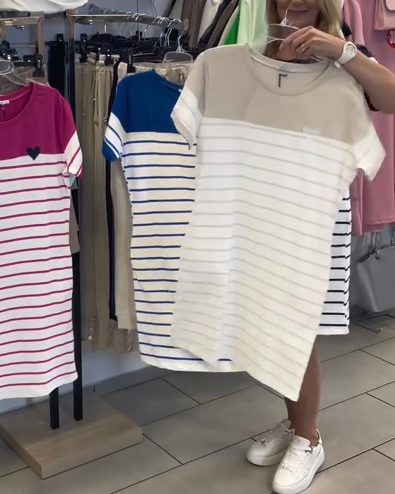 Sukienka Okrągły Dekolt Casual W Paski