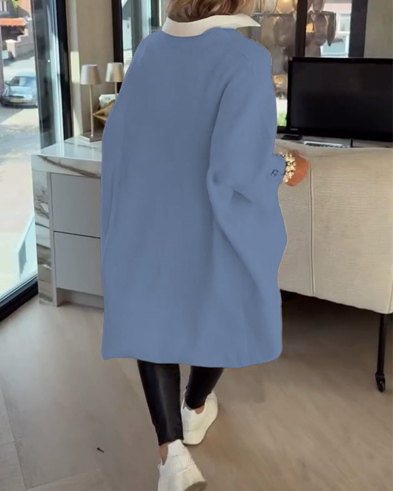 Sweter Z Cechami Dekoltu W Formie V, Przycisków I Asymetrycznej Budowy