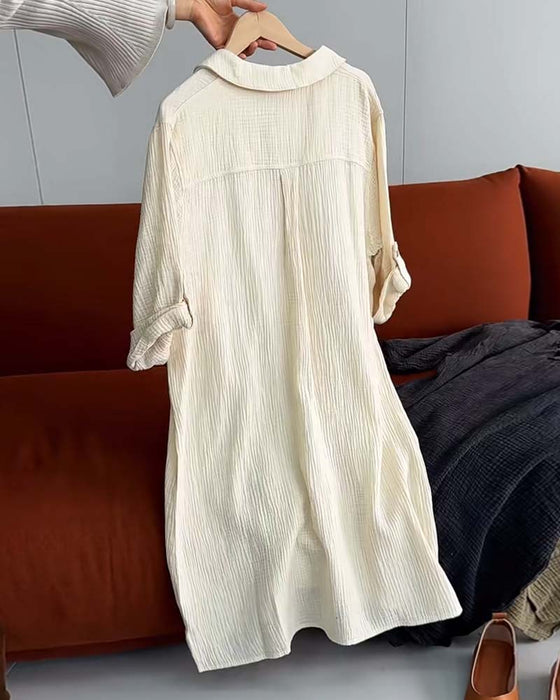 Sukienka Długi Rękaw Jednolita Prosty Kołnierz