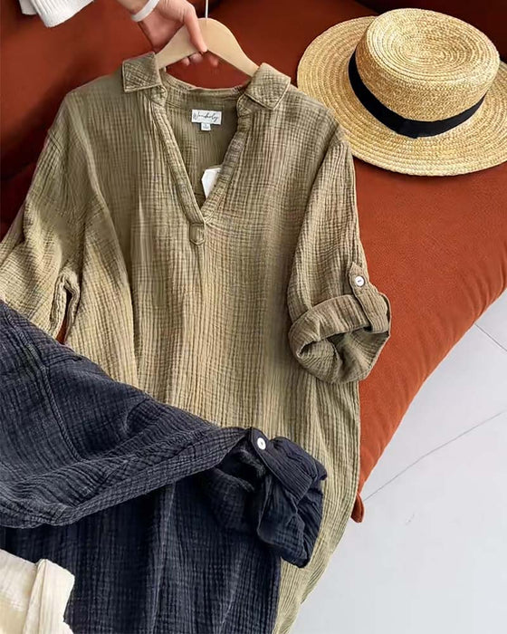 Sukienka Długi Rękaw Jednolita Prosty Kołnierz