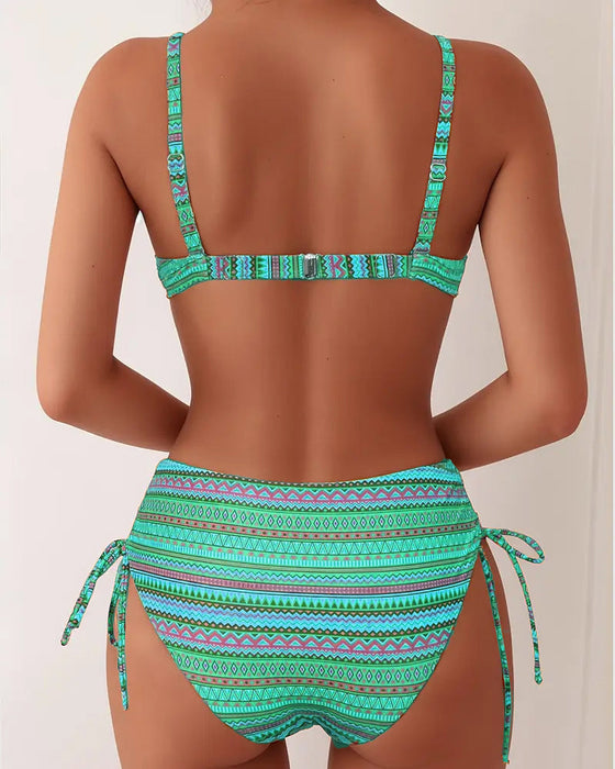 Kostium kąpielowy Dwuczęściowy Biustonosz Wzór w Paski