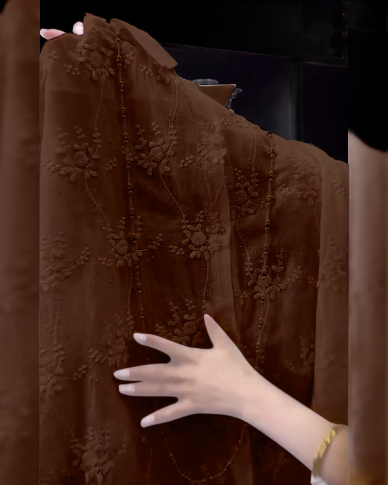 Koszula Jednokolorowa Haftowana Opadające Ramiona