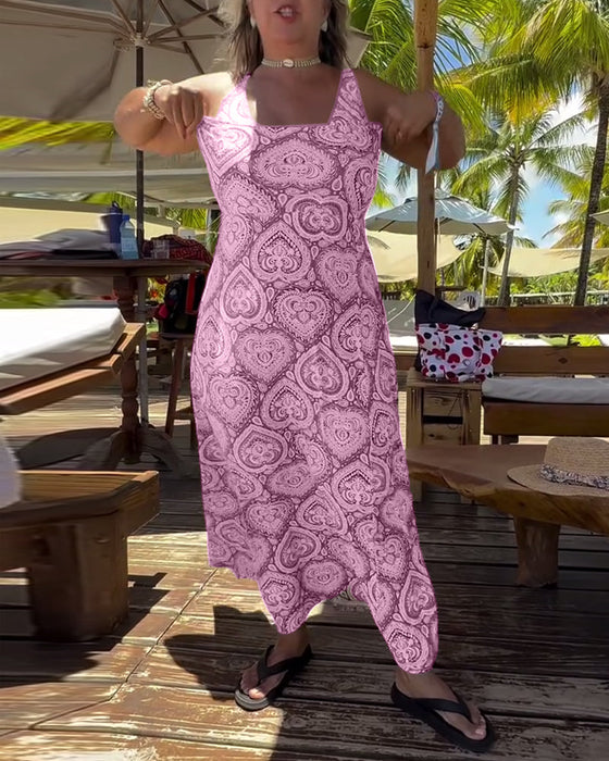 Strój Kąpielowy Bez Ramiączek Wzór Serca Wakacyjny