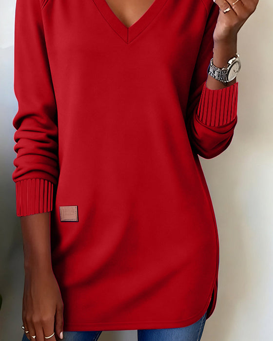 Bluza z Kapturem Z Dekoltem W Formie V I Trendową Atmosferą