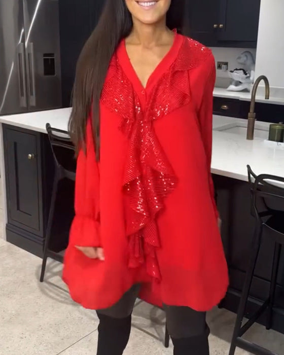 Bluzka z falbankami o eleganckim kroju