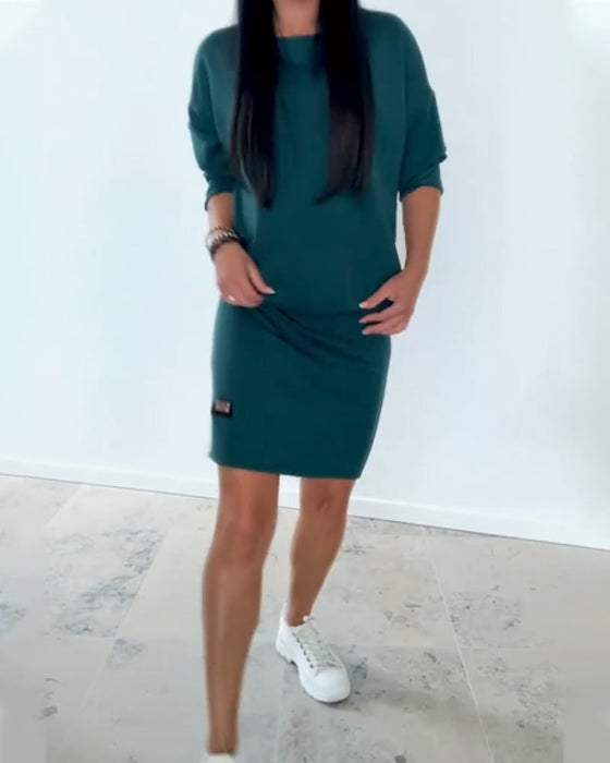 Sukienka Z Długim Rękawem Casual Dopasowana