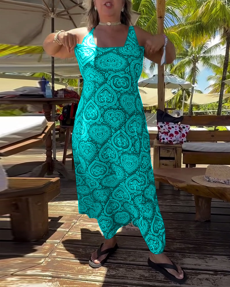 Strój Kąpielowy Bez Ramiączek Wzór Serca Wakacyjny