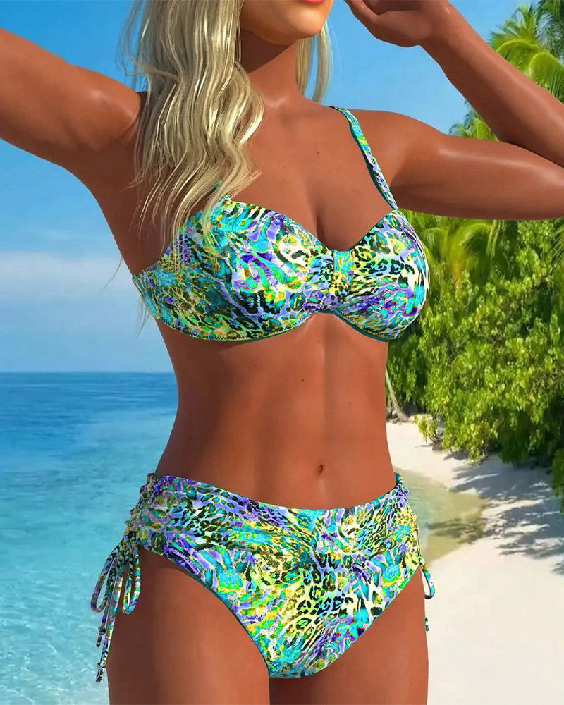 Przekonywujące Dwuczęściowe Plazowe z Plamami Leopardowymi