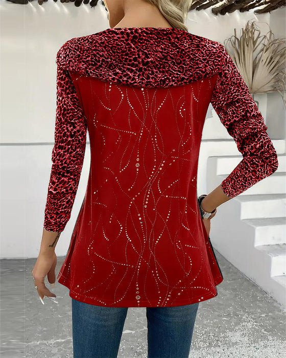 Bluzka Z Długim Rękawem W Panterkę