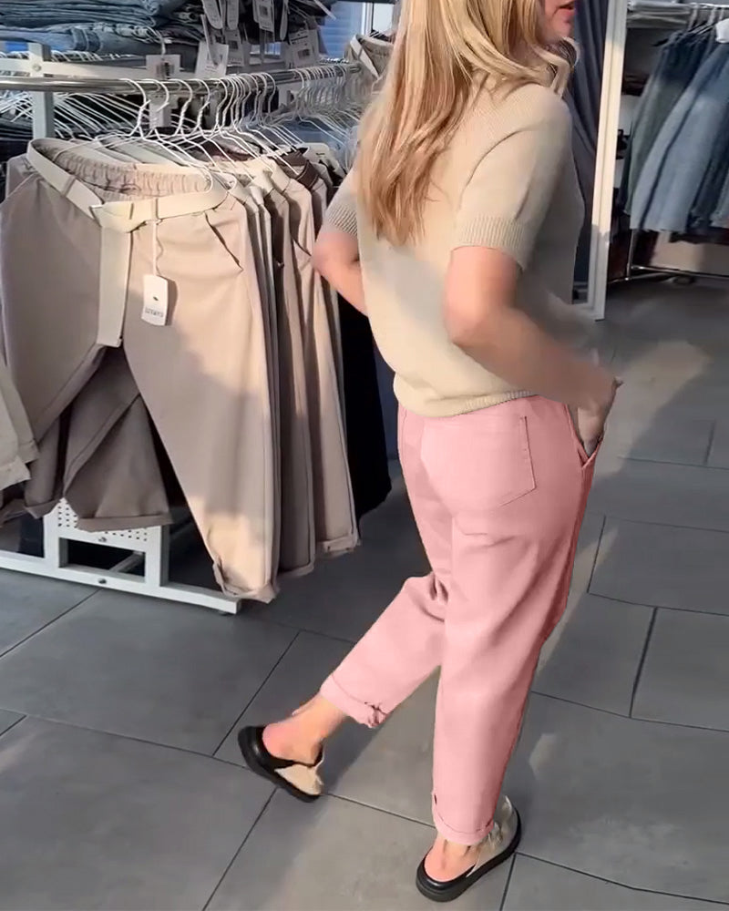 Spodnie Jednokolorowe Casual Proste