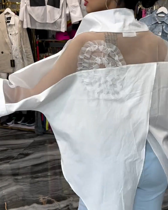 Koronkowa bluzka w patchworkowe kwiaty