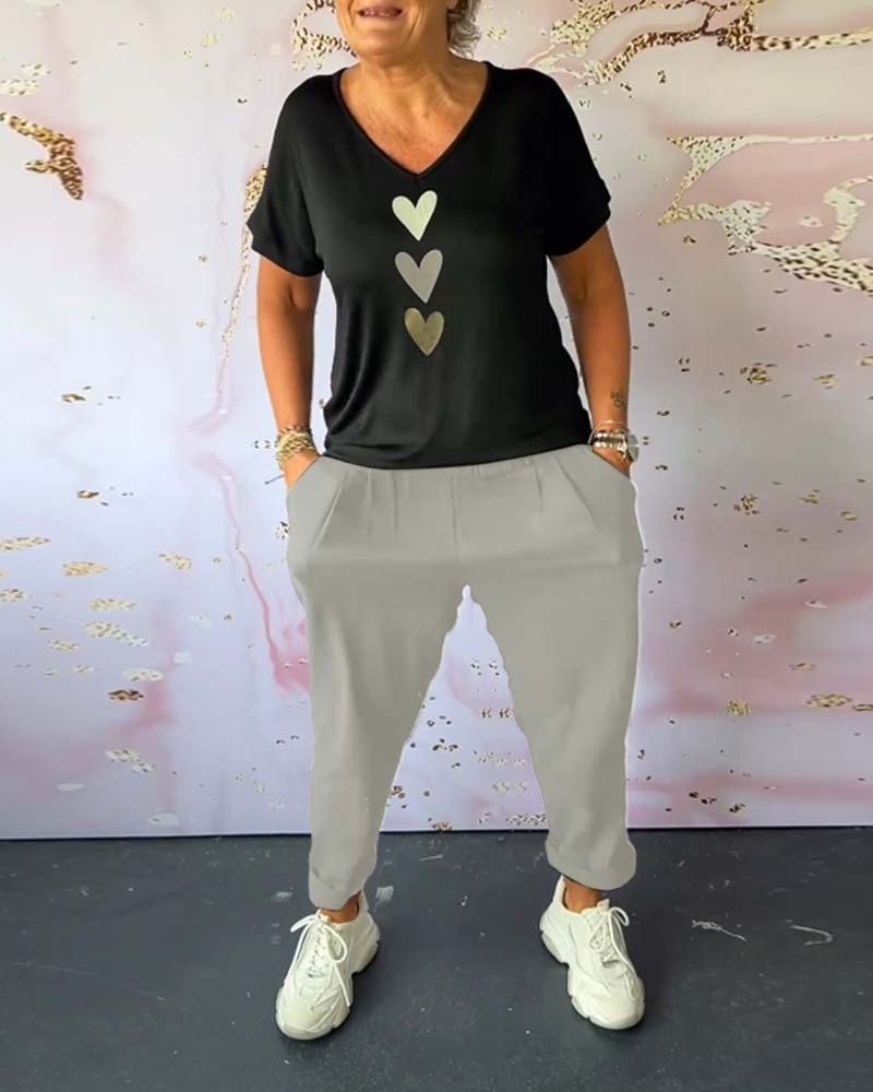 Wygodne codzienne spodnie z kieszeniami w jednolitym kolorze