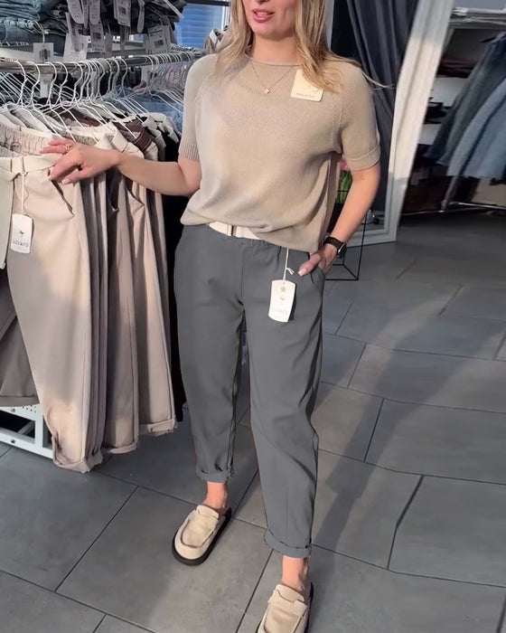 Spodnie Jednokolorowe Casual Proste