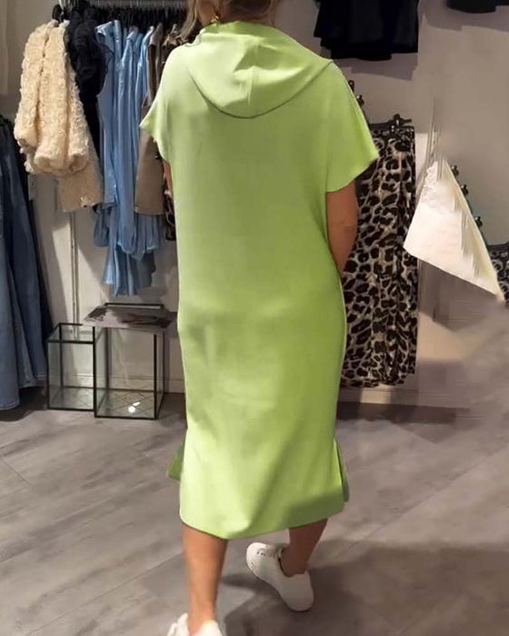 Sukienka Z Kapturem Casual Sznurek