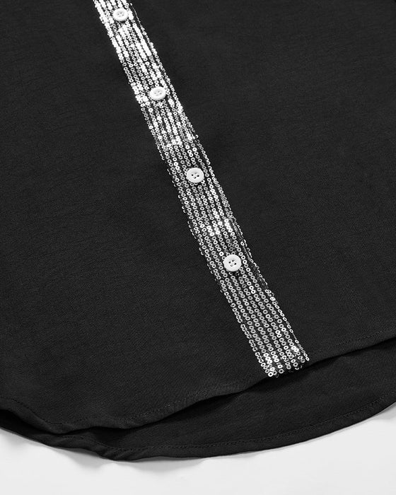 Bluzka z cekinami zapinana na guziki