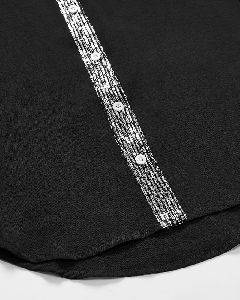 Bluzka z cekinami zapinana na guziki