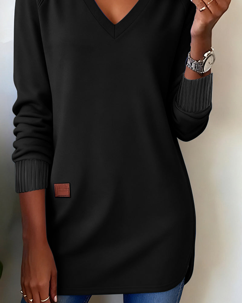 Bluza z Kapturem Z Dekoltem W Formie V I Trendową Atmosferą