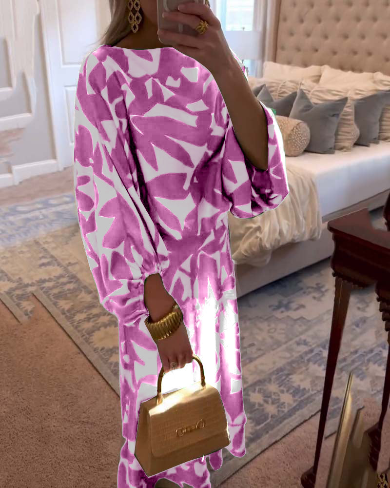 Zestaw Sukienka Codzienna Zadrukowane Rękawy Latarnia Temperament