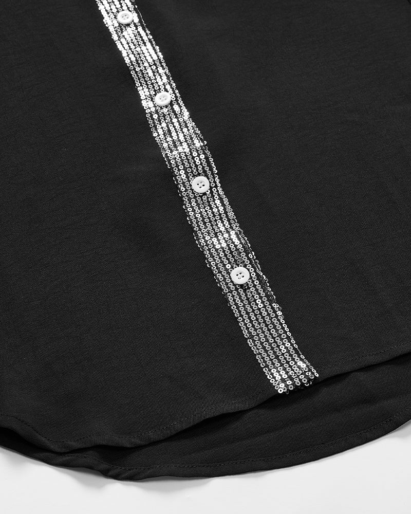 Bluzka z cekinami zapinana na guziki