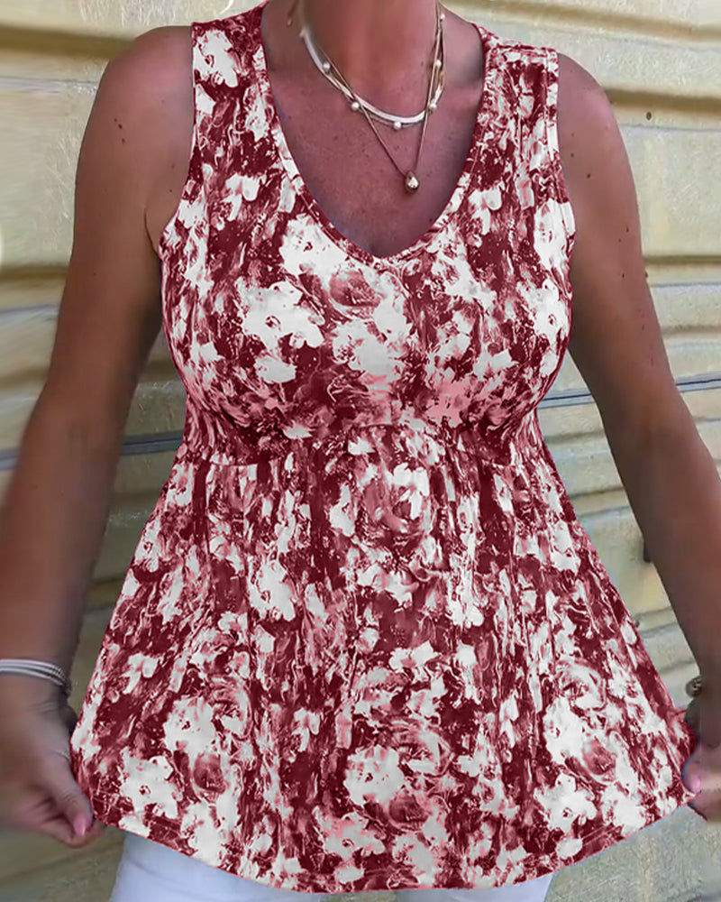 Top Seksowny Wzorzysty Bez Rękawów