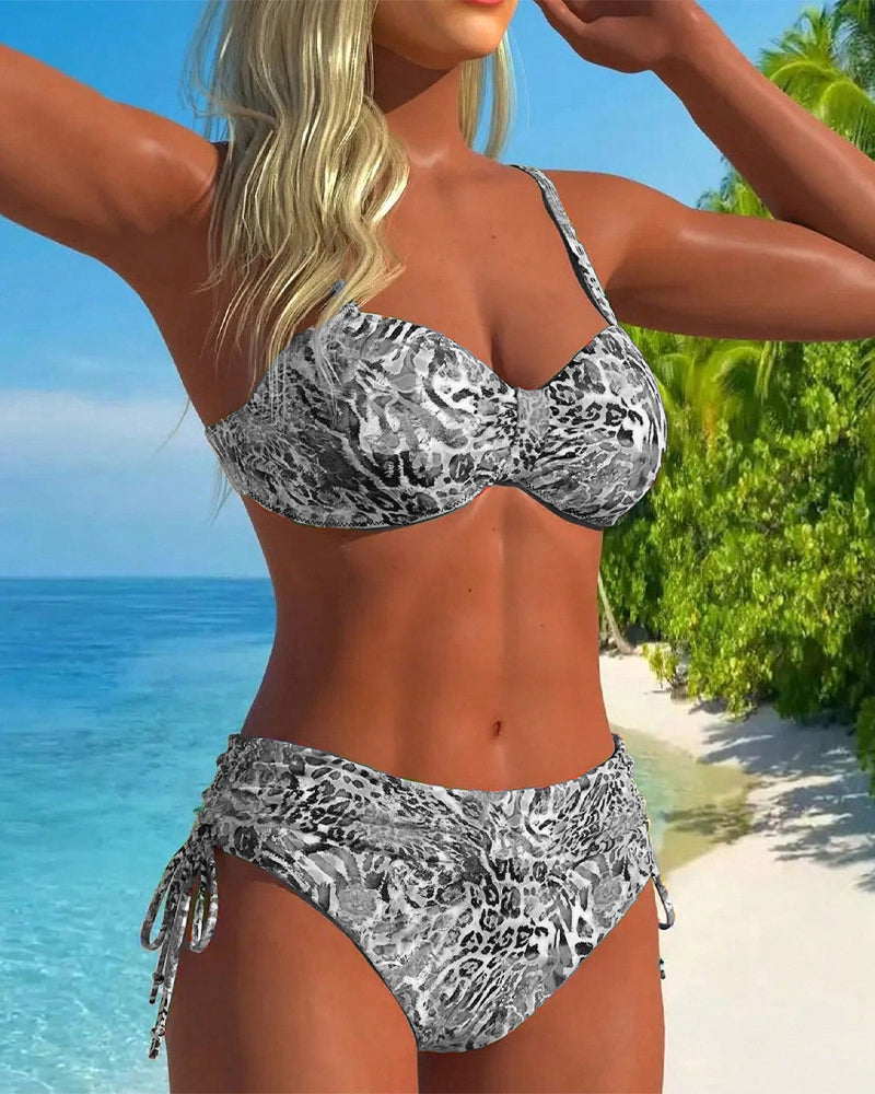 Przekonywujące Dwuczęściowe Plazowe z Plamami Leopardowymi