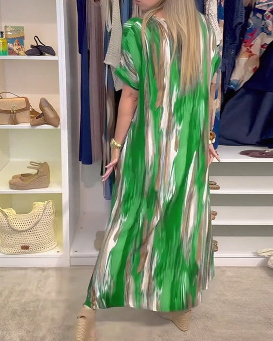 Sukienka swobodna luźna z dekoltem w serek