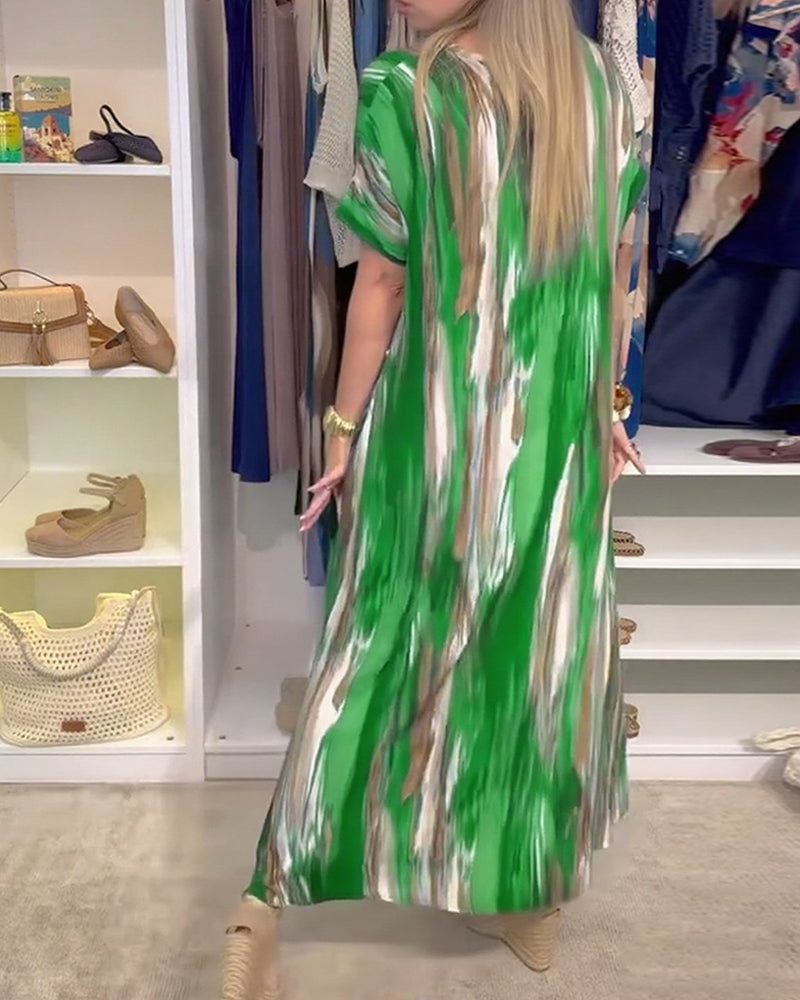 Sukienka swobodna luźna z dekoltem w serek