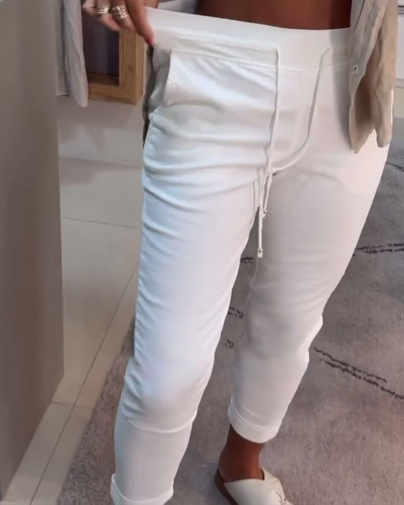 Spodnie Ołówkowe Casualowe Ze Ściągaczem