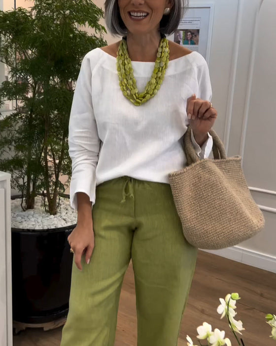 Spodnie Szaregosiodłowe o Widokowych Nogach, w Kolorze Jednobarwnym, w stylu Casual z Szczotką