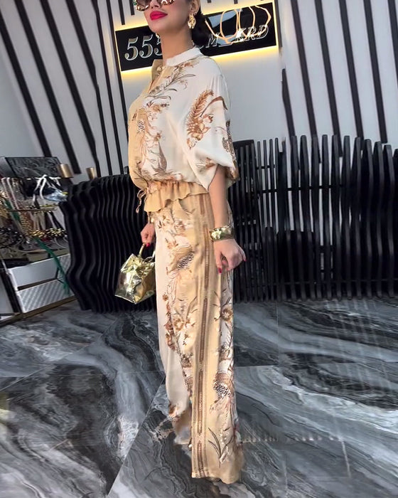 Garnitur o Szerokich Nogawkach Temperament Stójka Zamek Błyskawiczny