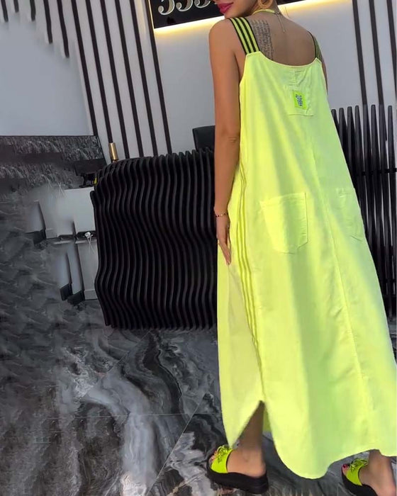 Sukienka Splicowana Zawieszenie Luźna