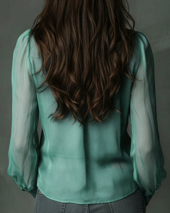 Bluzka Połowa-zamka Siatka Długi-rękaw