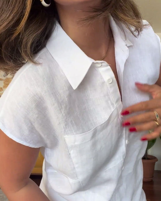 Garnitur Bawełna I Len Jednokolorowe Casual Spodnie