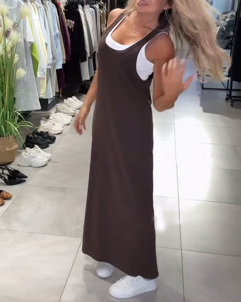 Sukienka Wyszczuplająca Szelki Casual