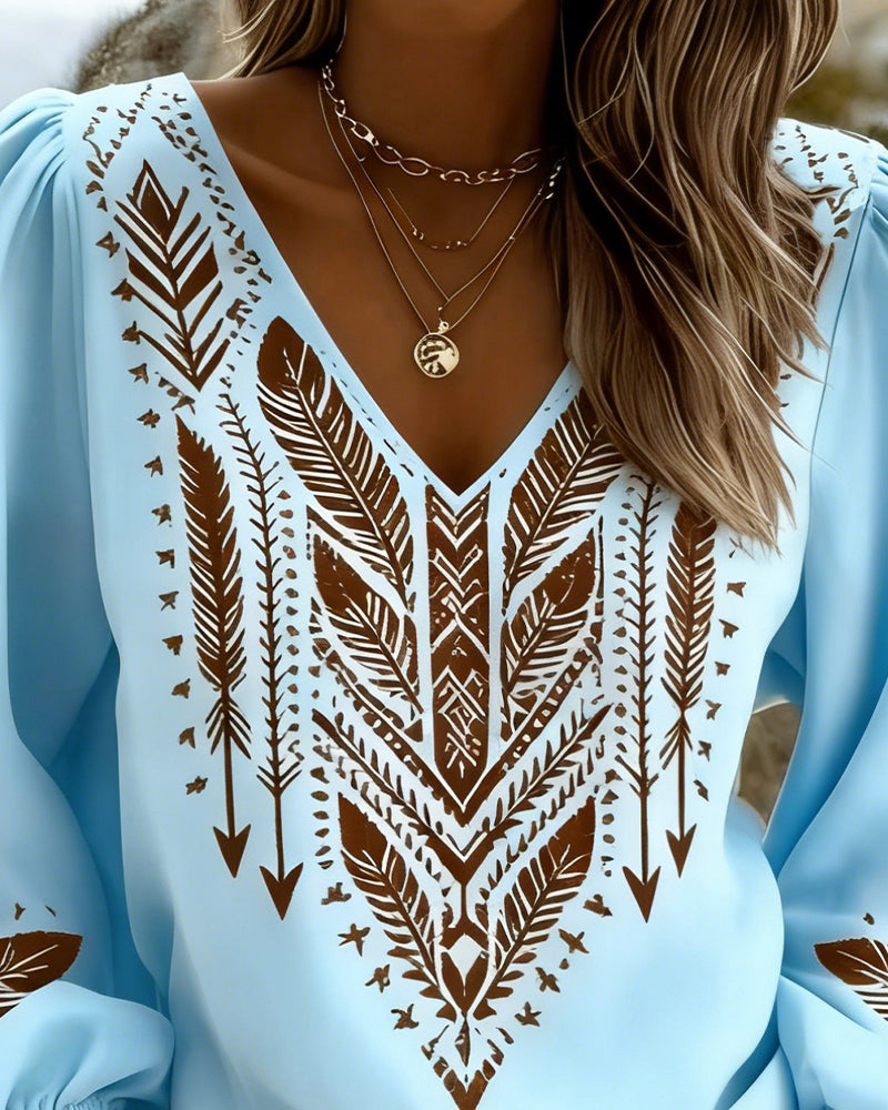 Bluzka Buffany Rękaw Dekolt V Luźny Fason